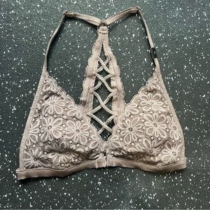 Victoria’s Secret Mauve Dusty Rose Floral Lace Bralette Racerback Womens Size S